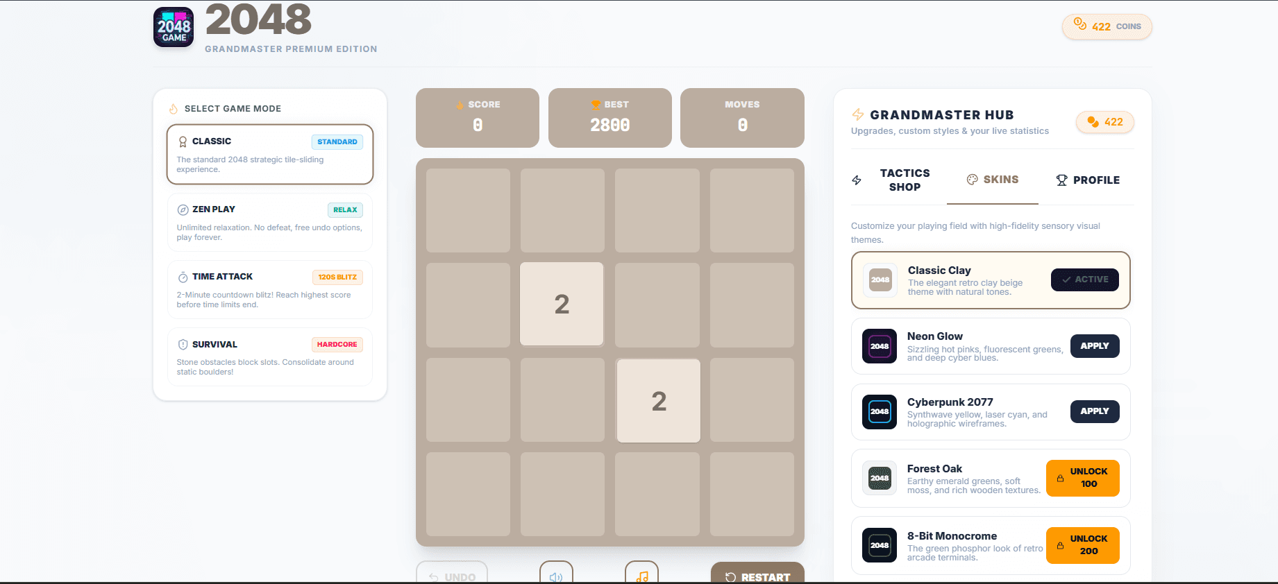 2048 Game — Grandmaster Premium Edition screenshot