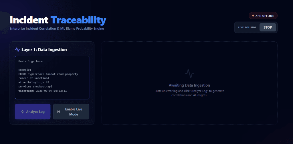 AI-Powered Incident Traceability & Recovery Platform screenshot